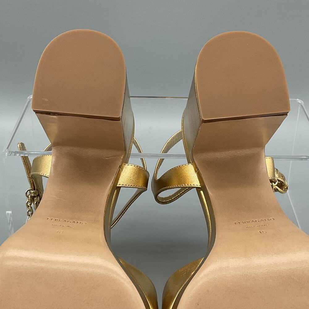 NEW Ferragamo Women’s Savia Platform Sandals Gold Size 10C - Picture 10 of 11